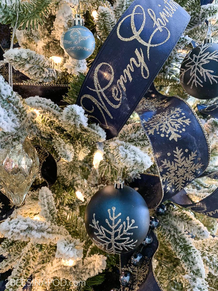 navy blue and silver christmas tree