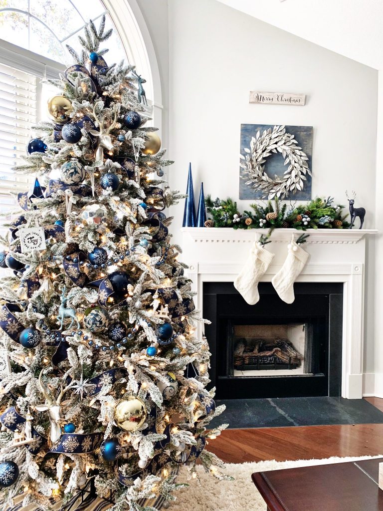 Blue and Silver Christmas Tree for the Living Room