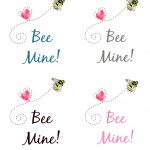 Bee Mine Valentine Printables with all four color graphics