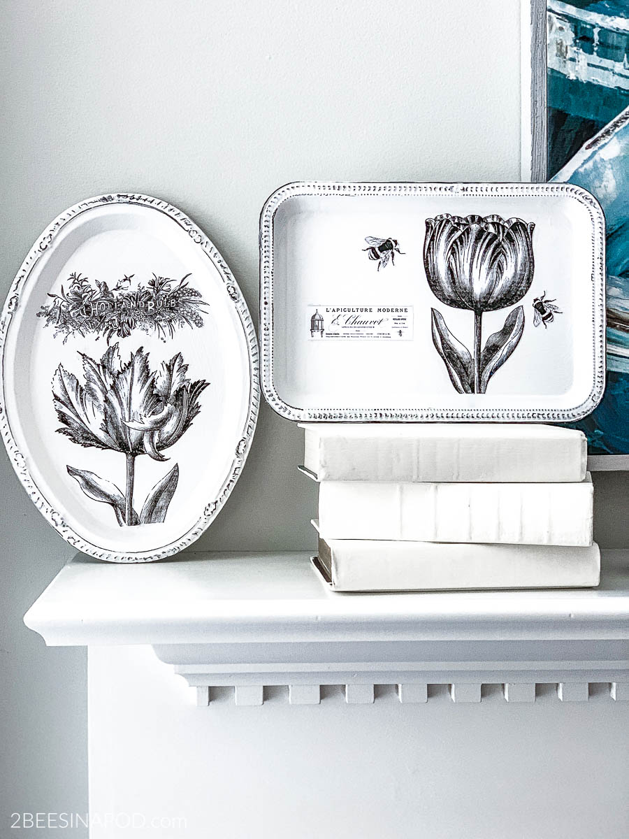 Chalk Painted Trays with French Graphics – My Dollar Store DIY