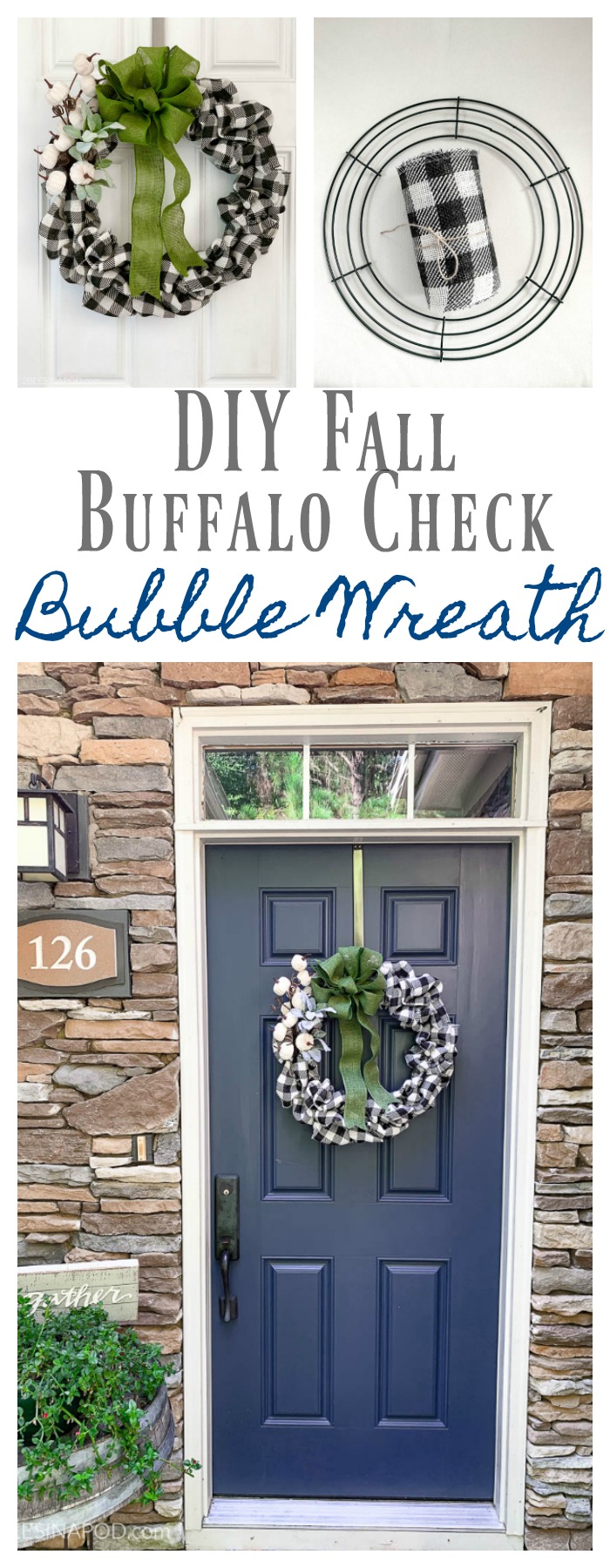Fall Buffalo Check DIY Buffalo Check Fall Bubble Wreath - 2 Bees in a Pod
