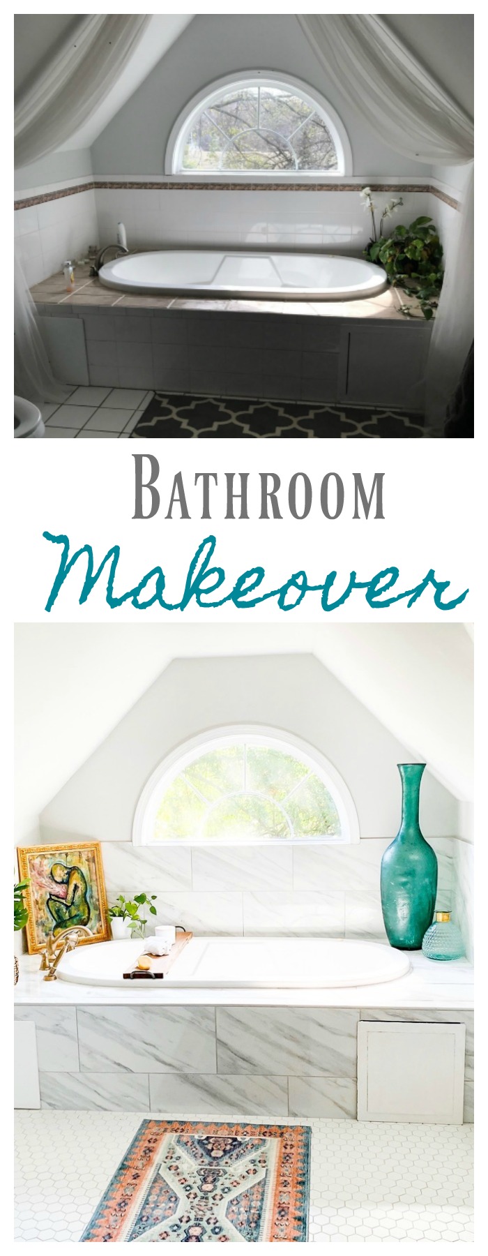 Guest Bathroom Makeover Reveal - One Room Challenge - 2 Bees in a Pod