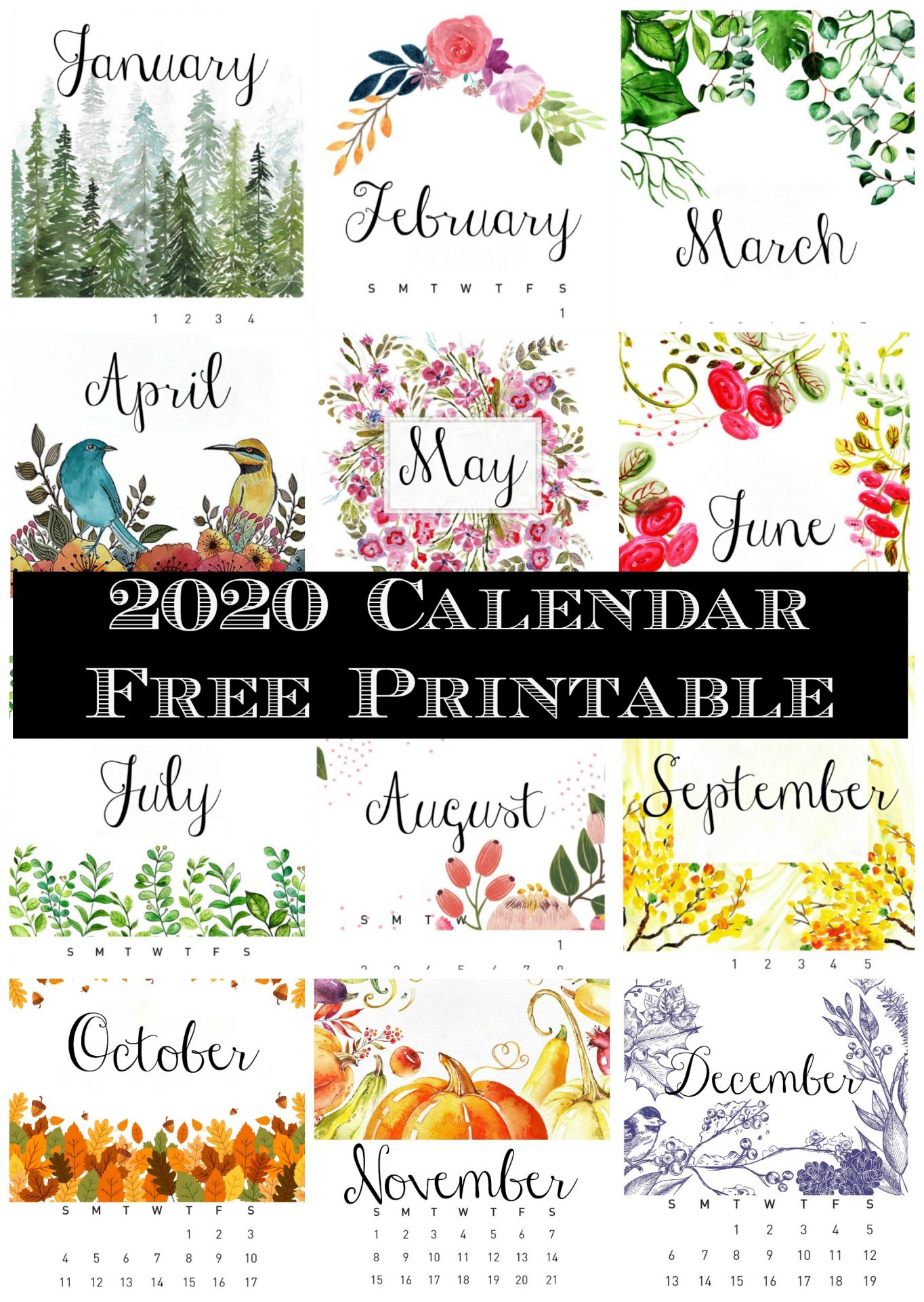 Free Printable 2020 Calendar