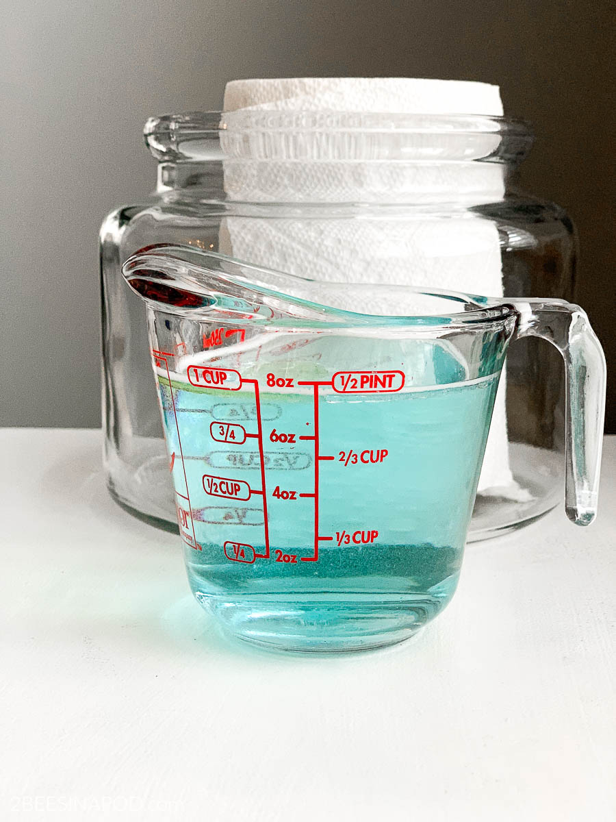 Use a measuring cup for the DIY disinfecting wipes solution