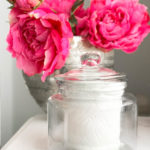 a small glass canister is a perfect container for DIY disinfecting wipes.