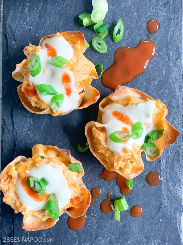 Buffalo Chicken Wonton Cups