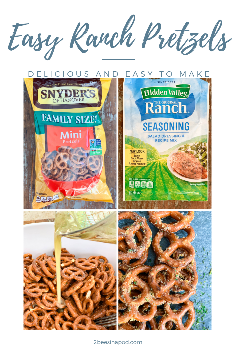 Easy Ranch Pretzels Recipe - 2 Bees In A Pod