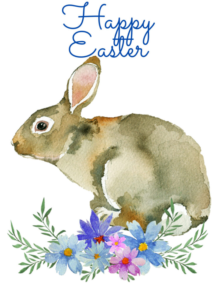 Easter Bunny Watercolor Printable - 2 Bees in a Pod