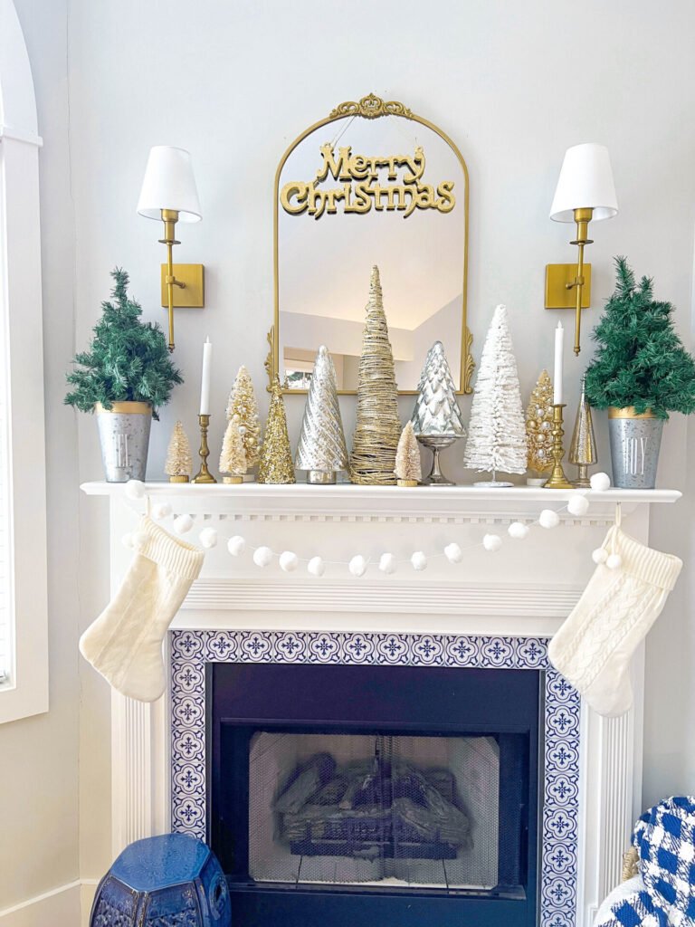 Silver and Gold Christmas Mantel